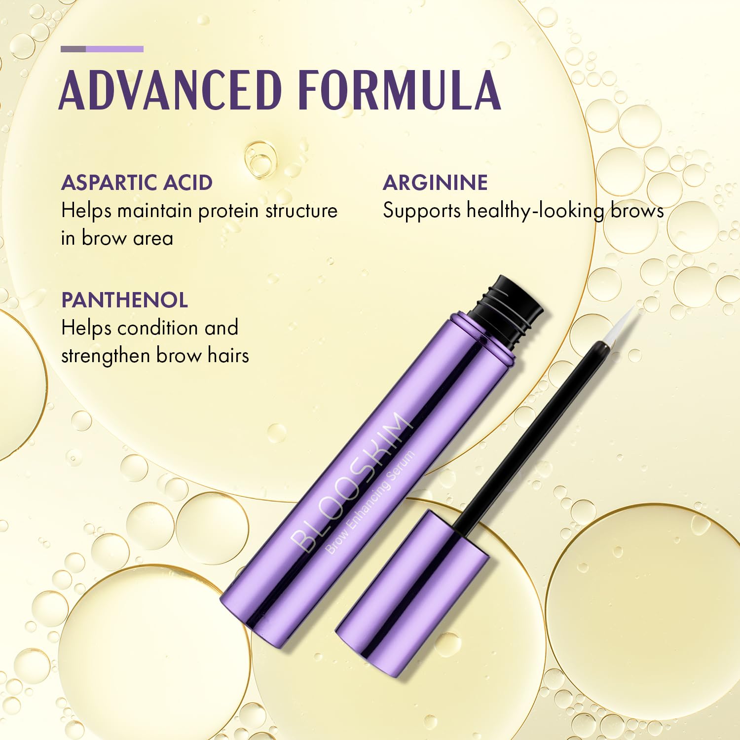 Top view of Blooskim eyebrow growth serum 5 milliliter container