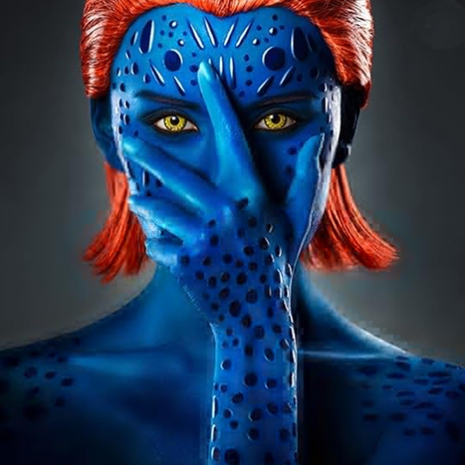 MEICOLY blue face and body paint stick open with the vibrant cream paint exposed.