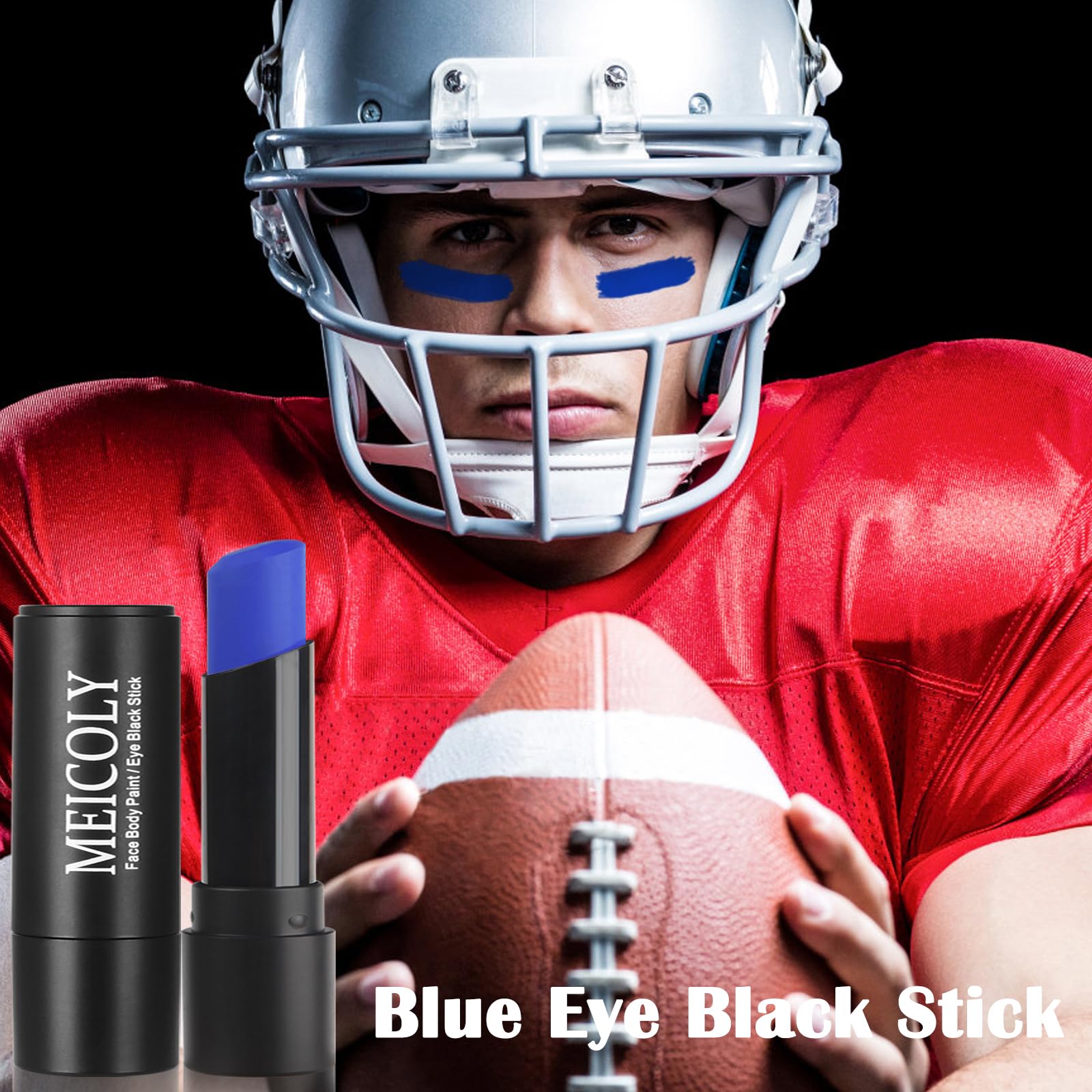 MEICOLY royal blue makeup stick being used for special effects costume face painting.