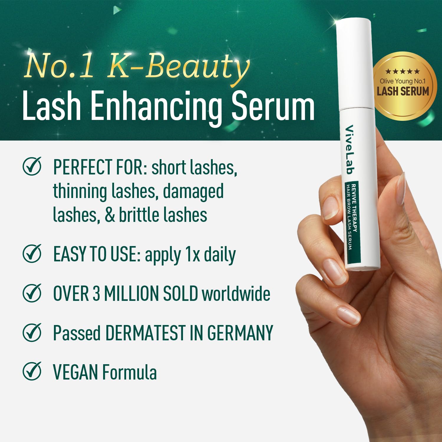 Korean dermatologist-developed lash serum packaging