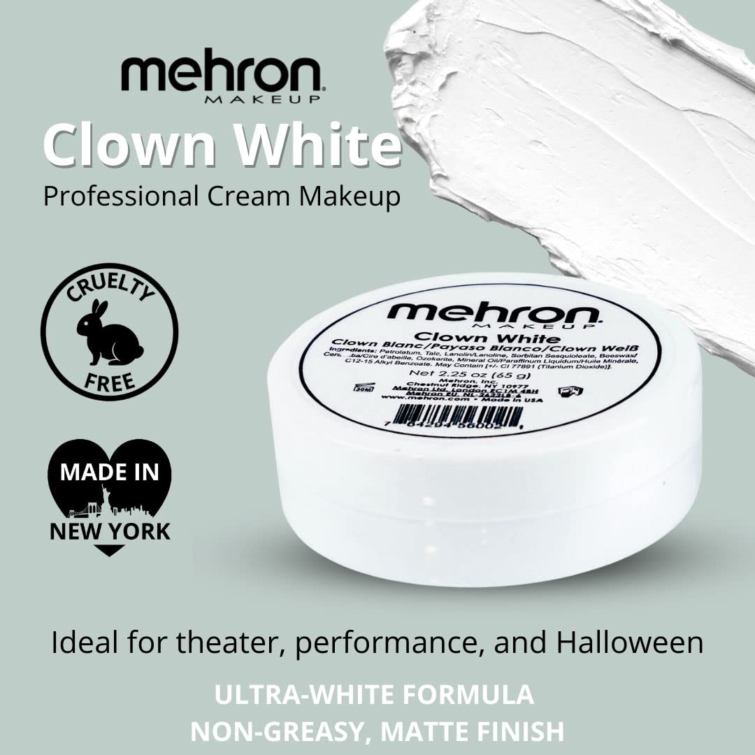 Mehron Clown White high opacity white makeup cream texture close up
