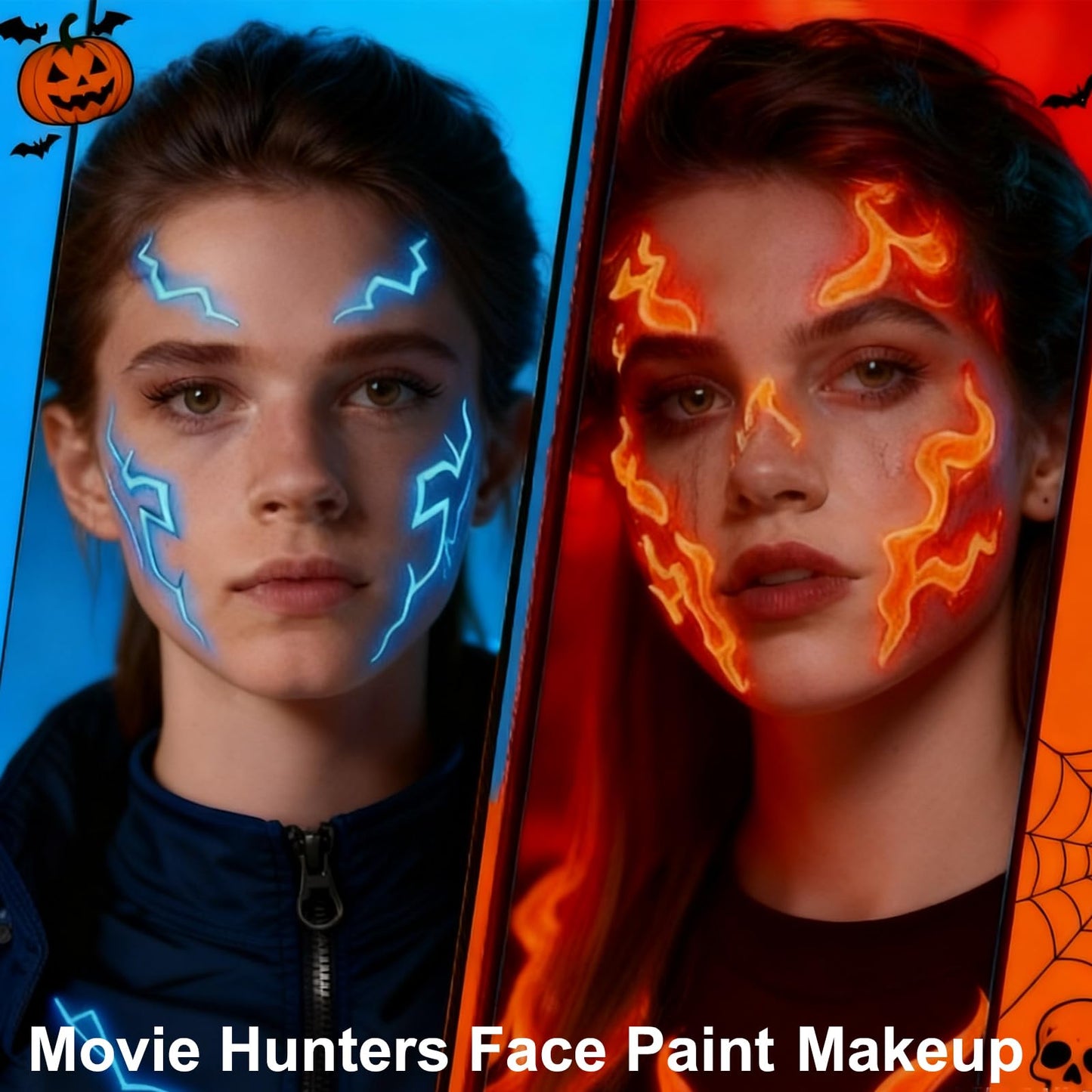 Neon rave body painting makeup palette glowing brightly under UV blacklight setup