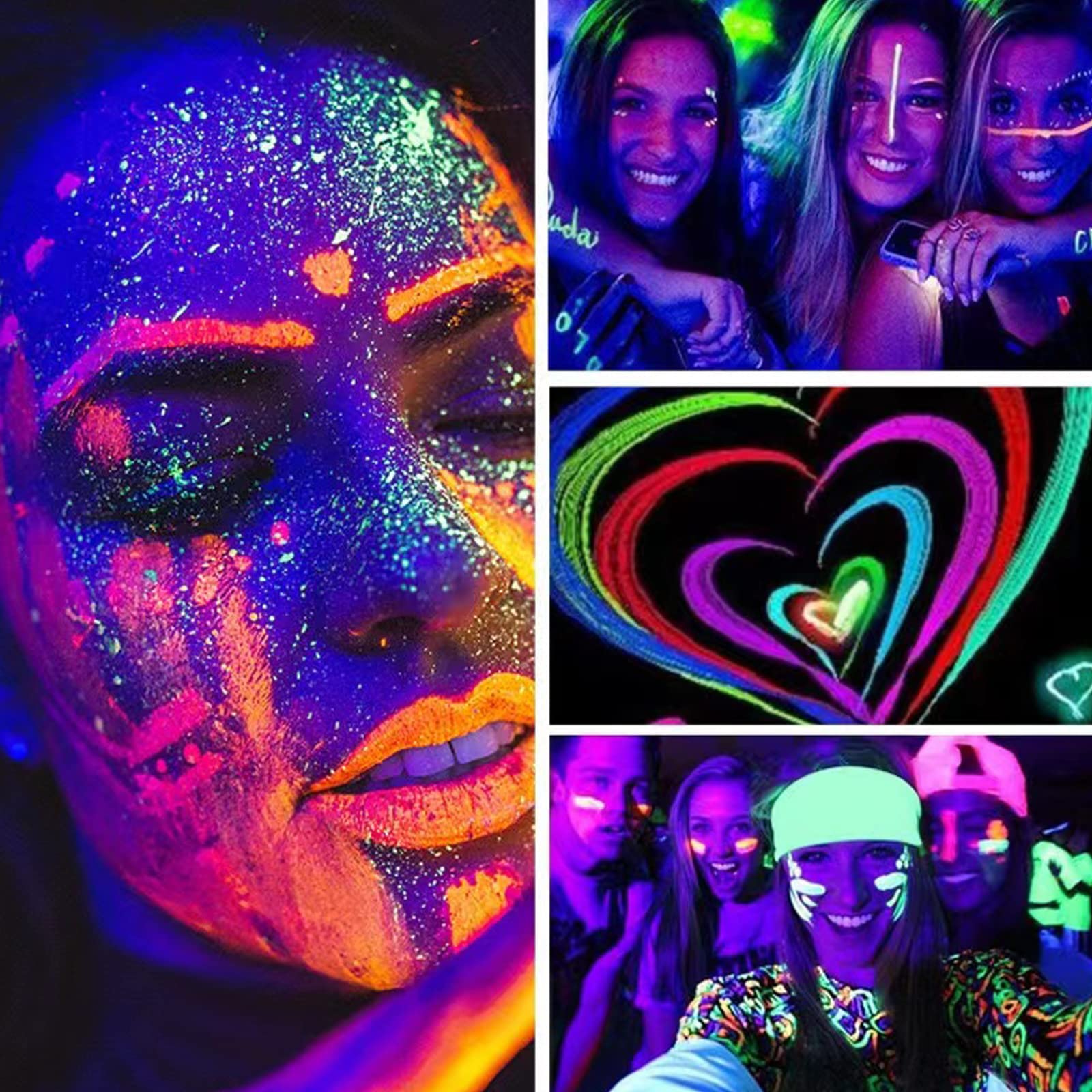 Safe non toxic neon body paint palette container for professional party makeup design
