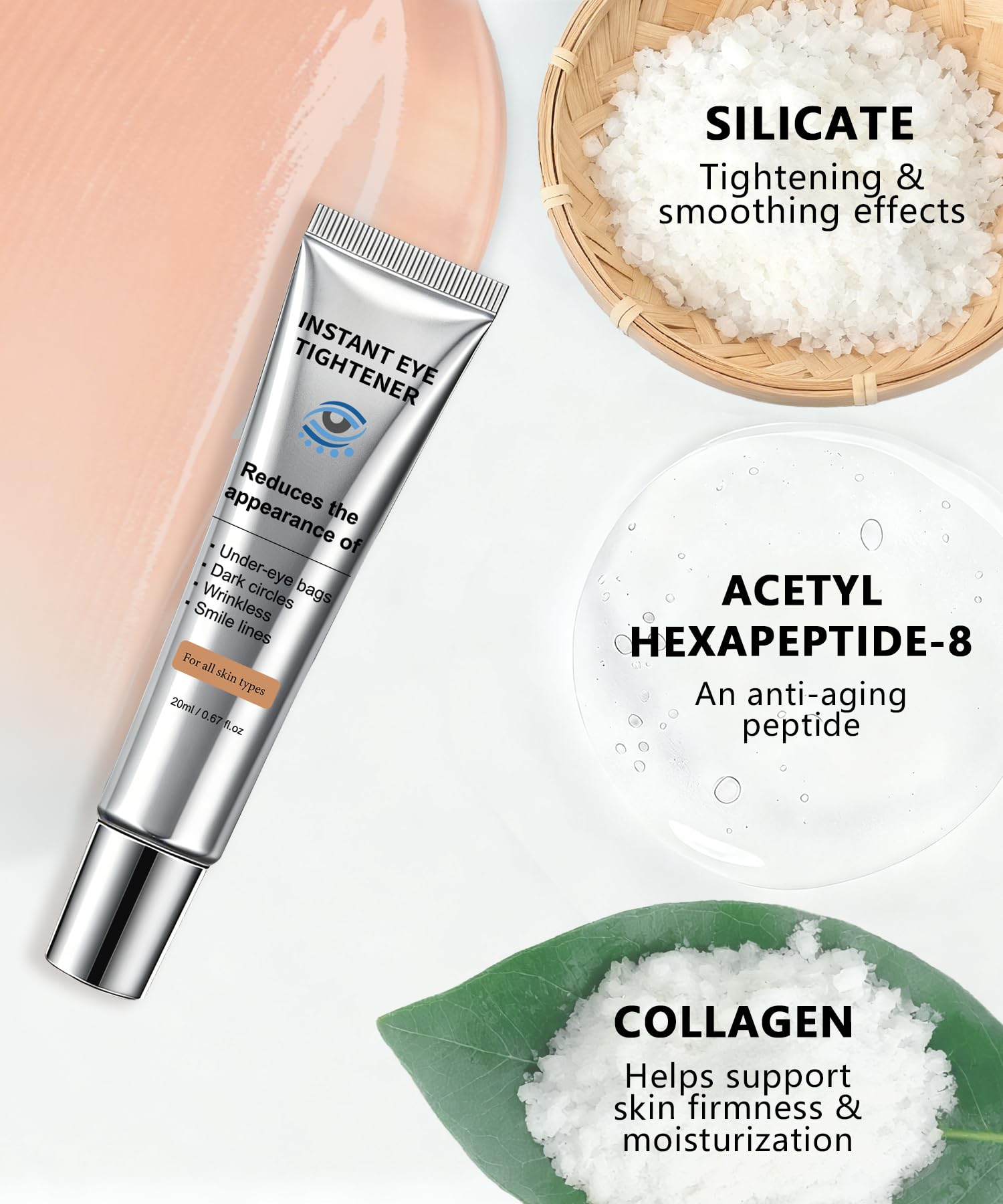 Packaging dimensions and directions for the premium imported temporary eye lifting treatment.