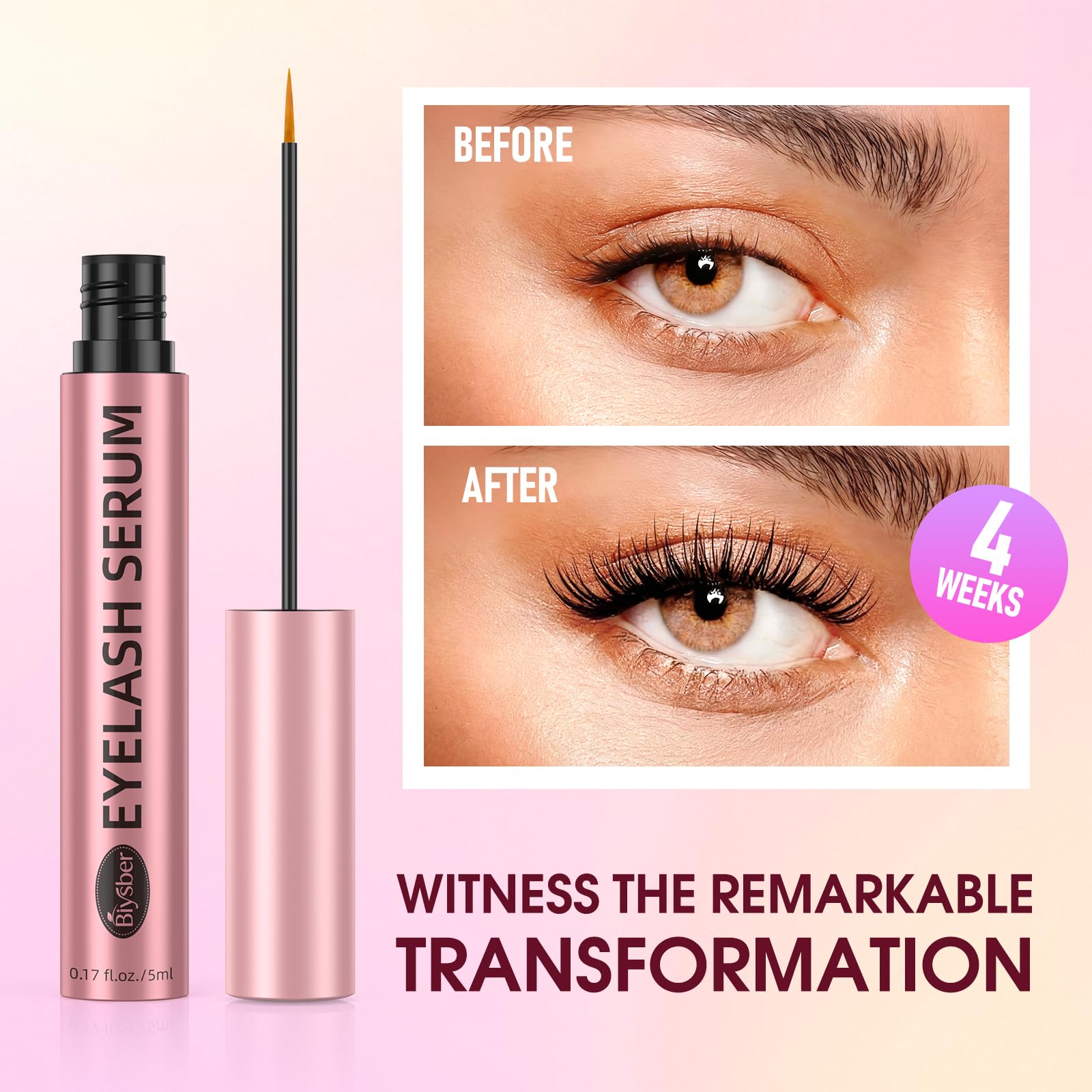 Biysber lash serum packaging and applicator bottle