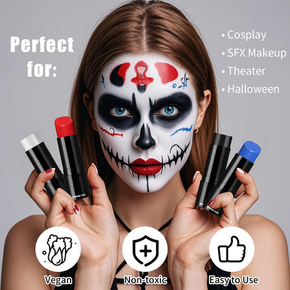 Drawdart face and body paint stick applied as sports eye black on model skin