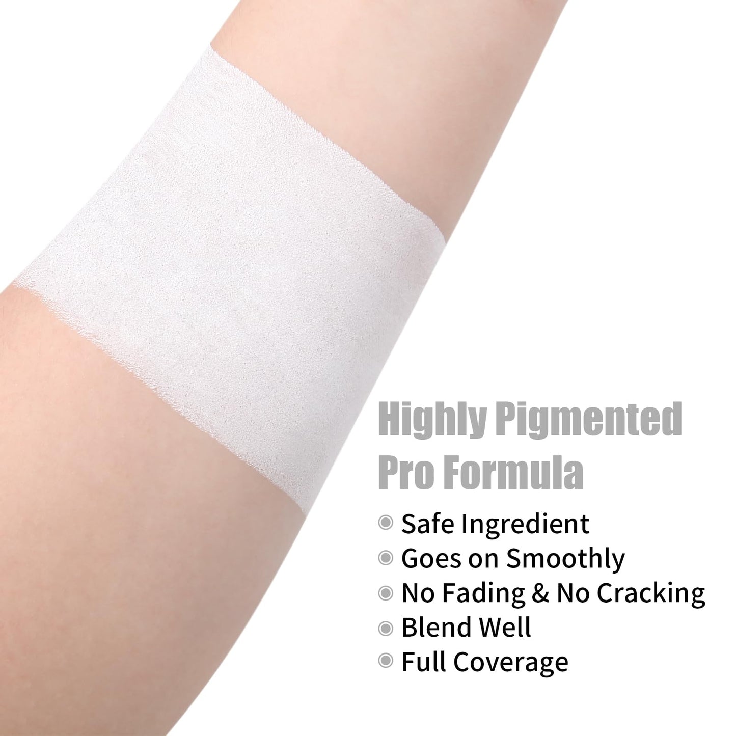 Drawdart white foundation stick alongside Halloween cosplay makeup supplies