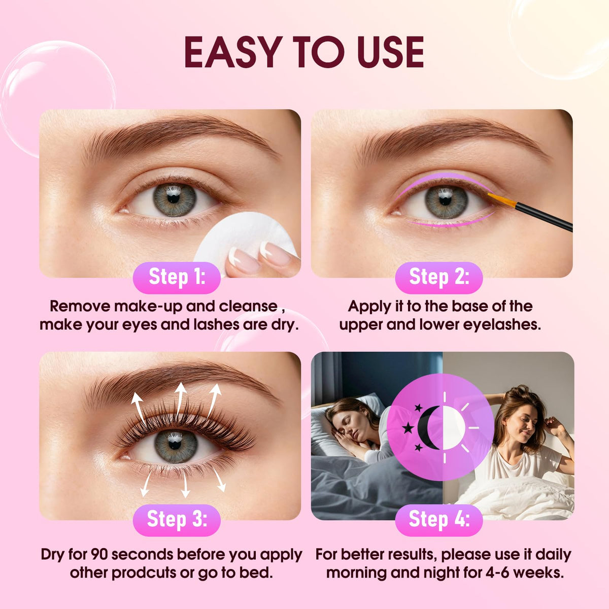Biysber eyelash serum bottle cap and wand detail