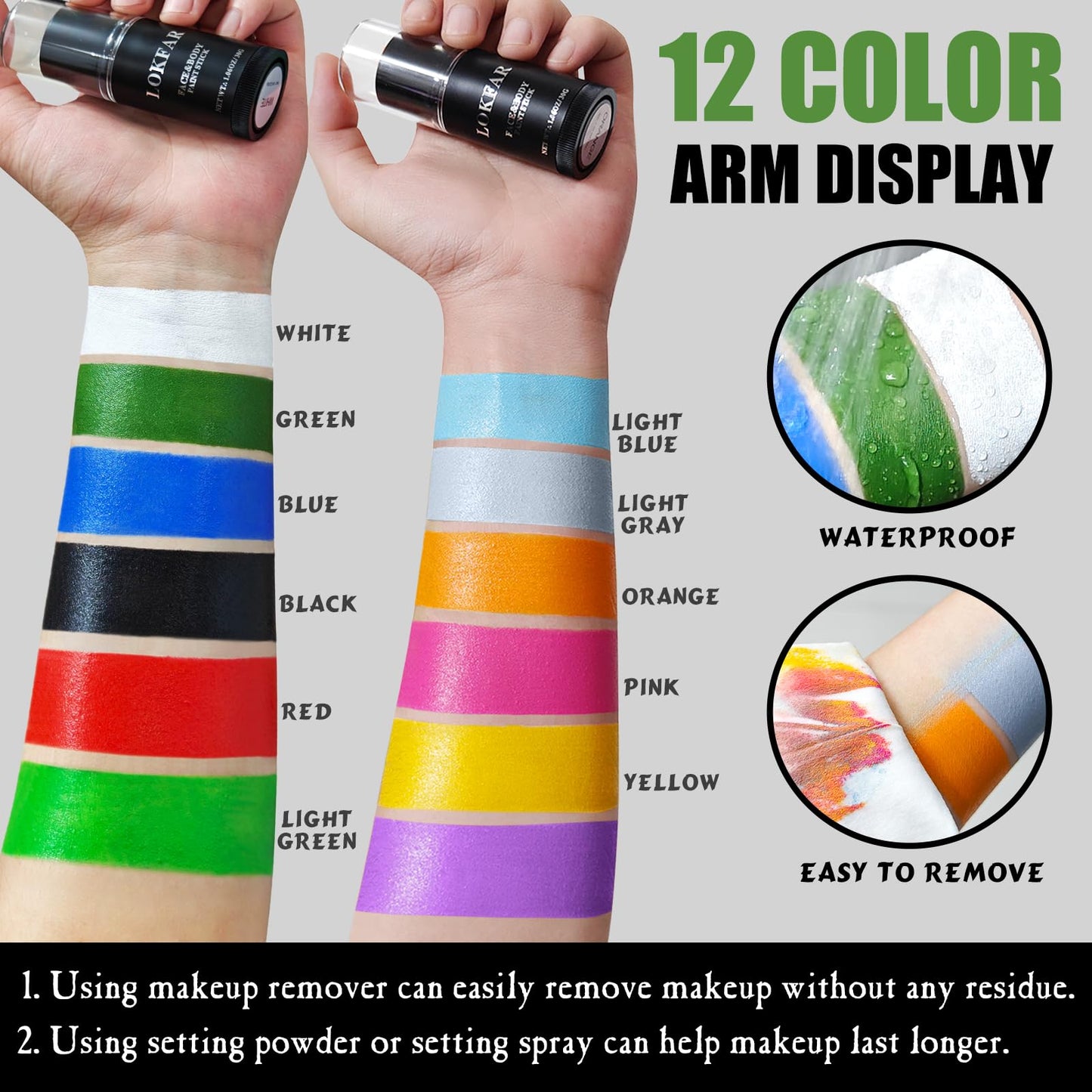 Long lasting oil based white face paint stick safe for adults and kids costume events
