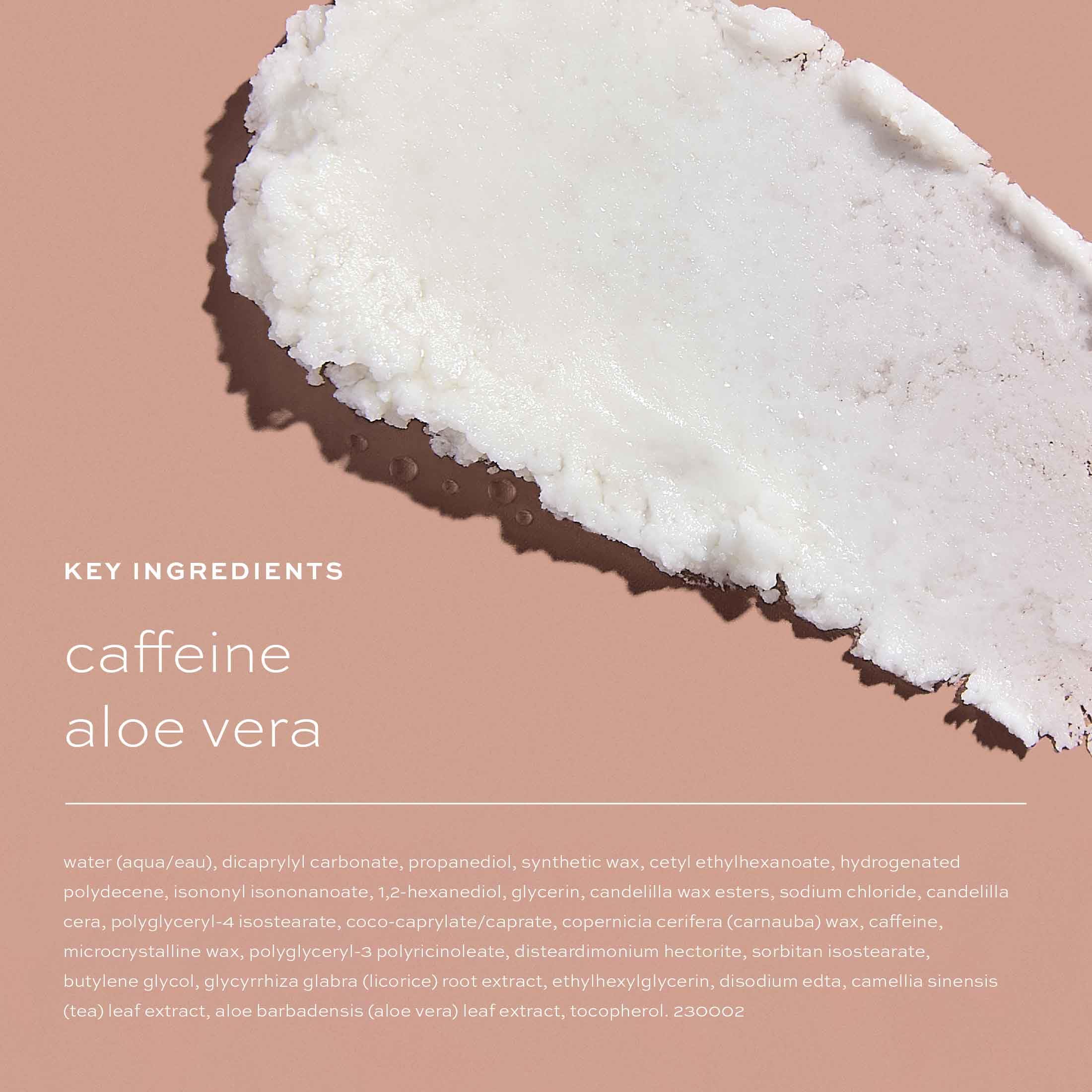 ITK Skincare caffeine and aloe vera eye balm ingredient highlights