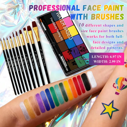 BRIMFULITE face paint kit packaging with artistic stencil patterns visible