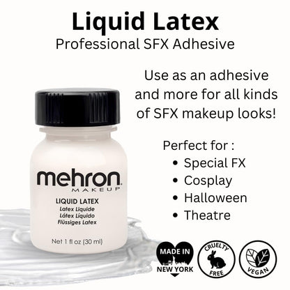 Mehron Liquid Latex Clear Flesh bottle with application brush
