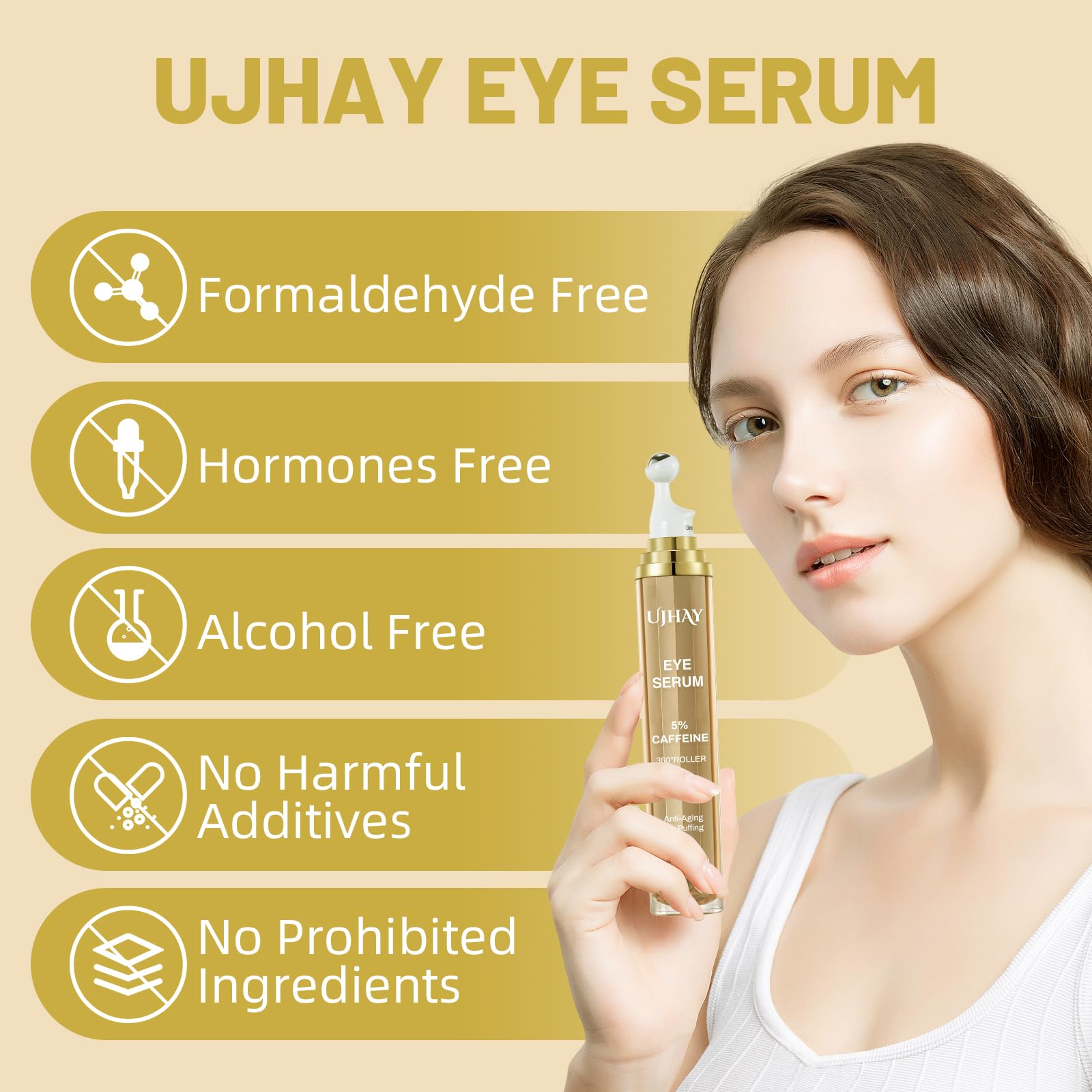Close up of Ujhay caffeine eye roller bottle