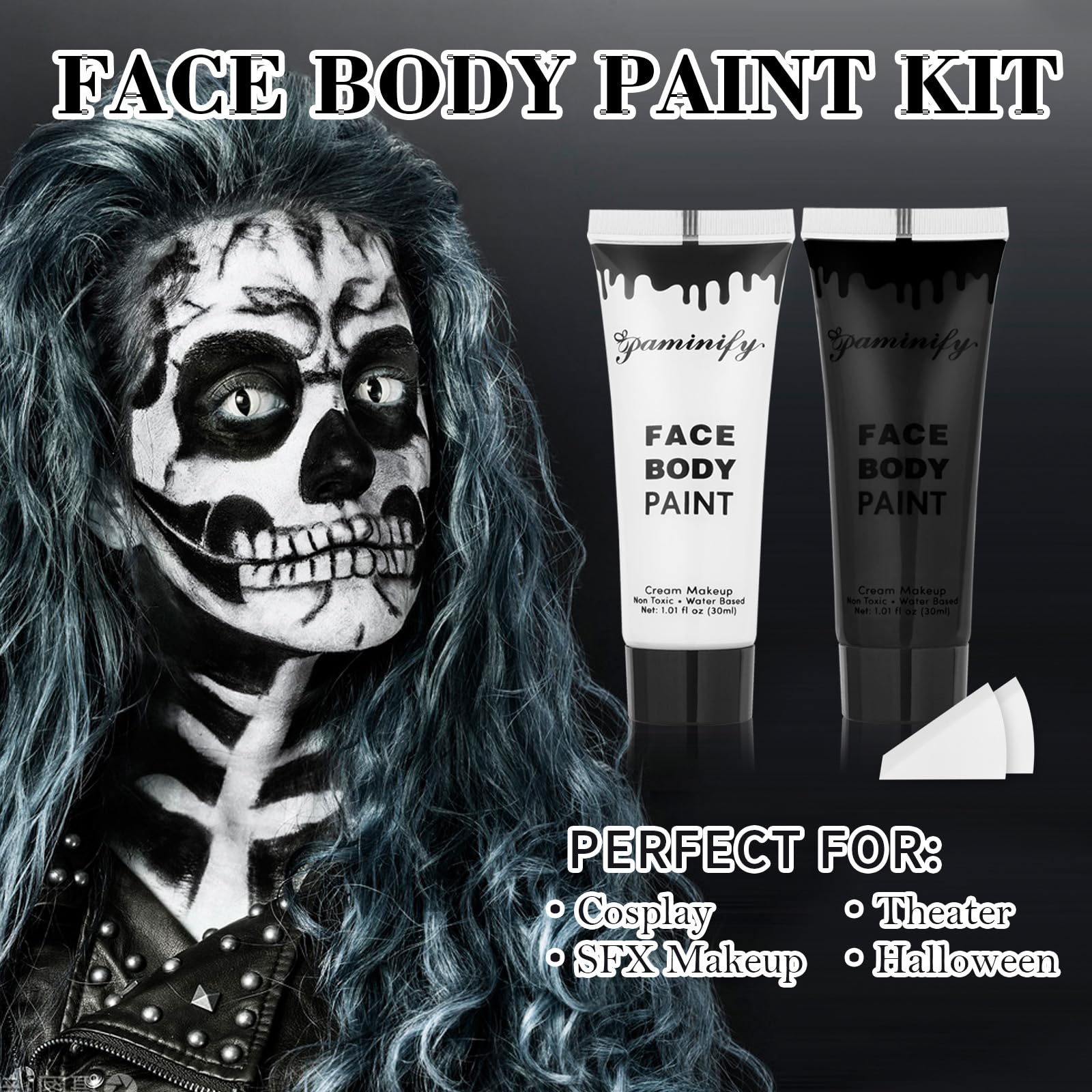Paminify non toxic cream body paint being squeezed out onto an application sponge