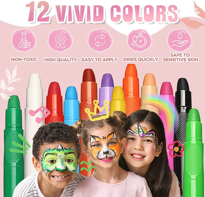 Beesjuy non toxic water based face paint crayons twistable sticks