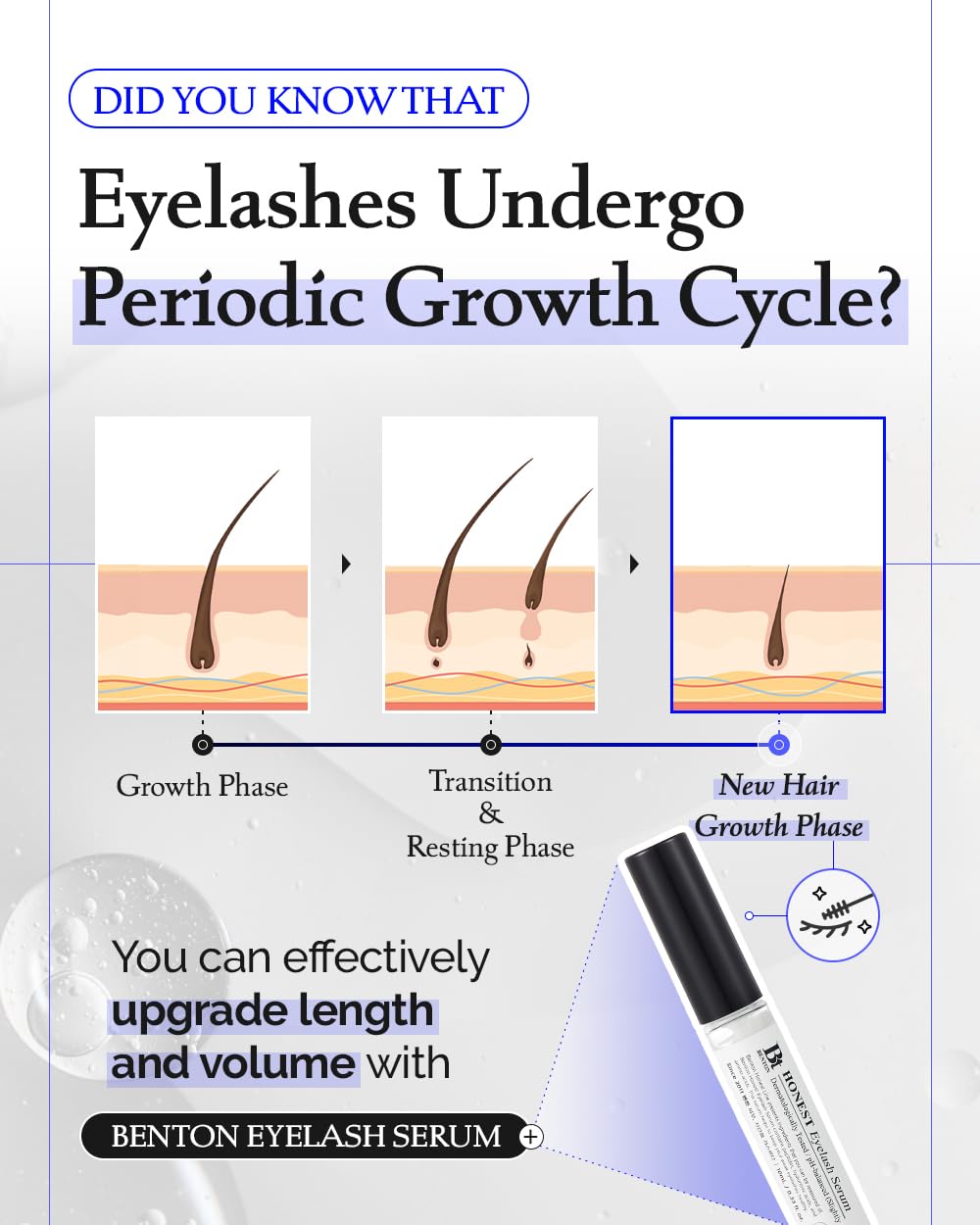 Benton Honest Eyelash Serum applied on eyelashes