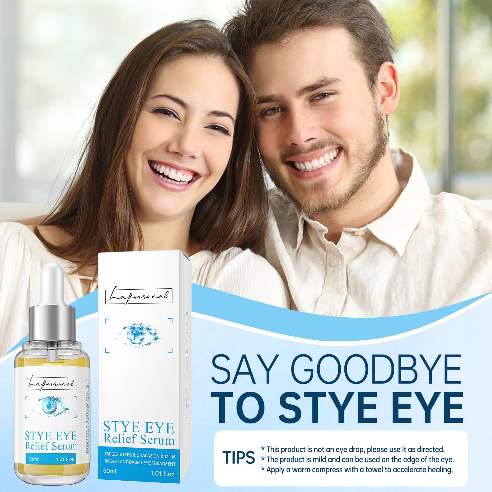 Top view of La. Personal Stye Eye Relief Serum dropper applicator