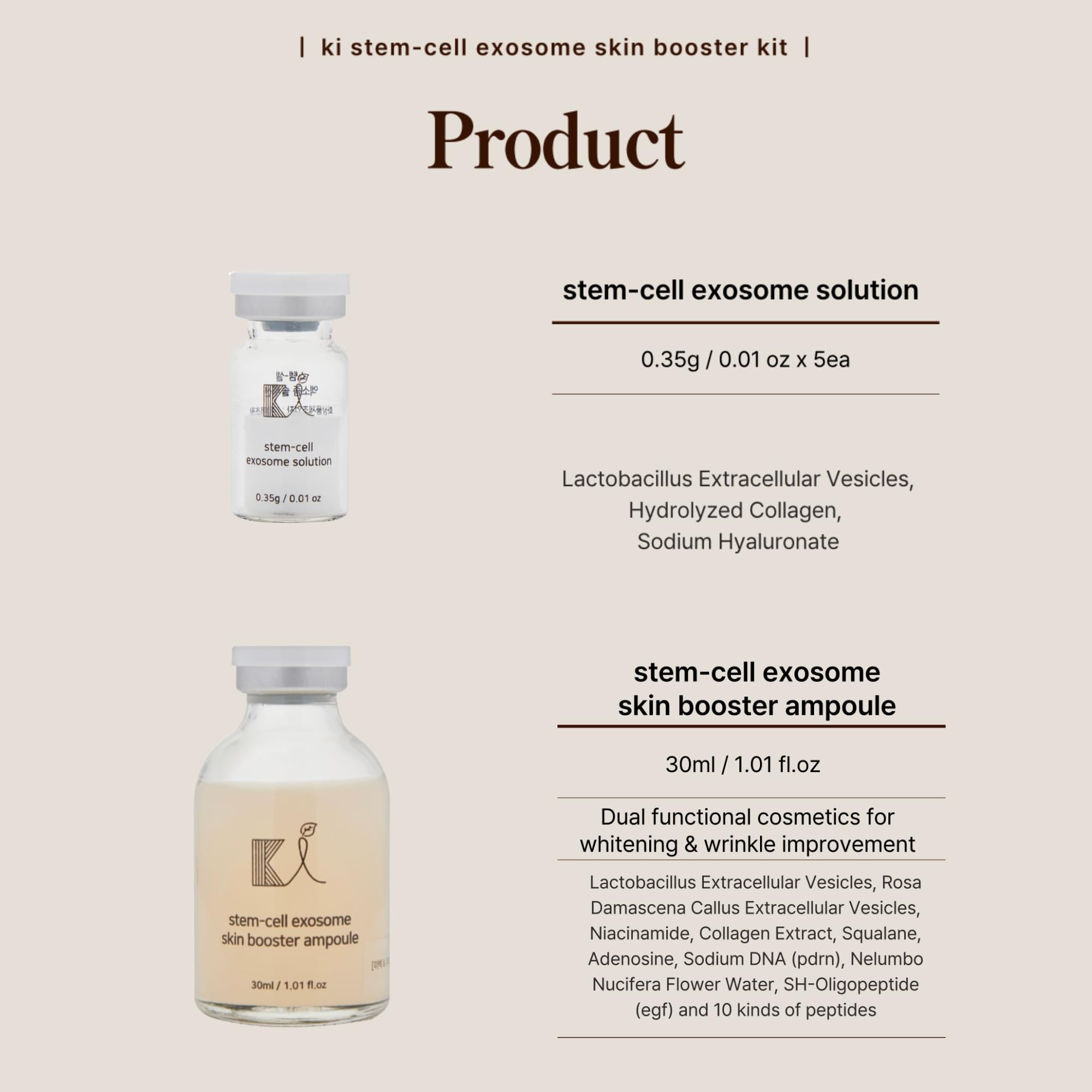 Ki Cosmetics skin booster kit packaging components
