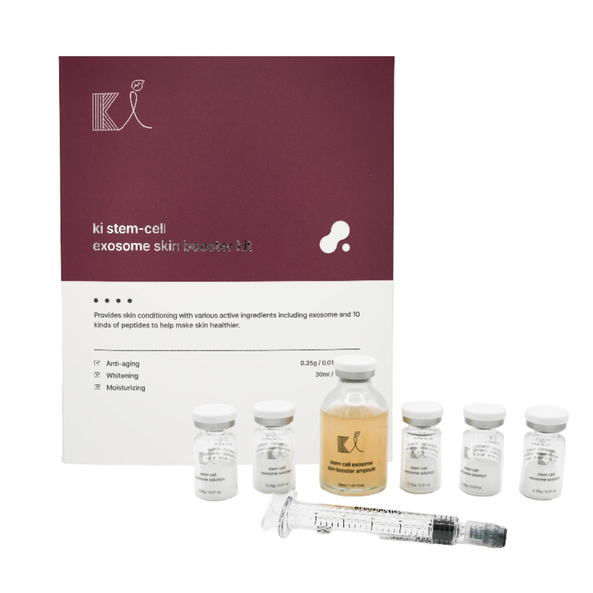 Educational diagram showing how to mix Ki Cosmetics exosome serum.