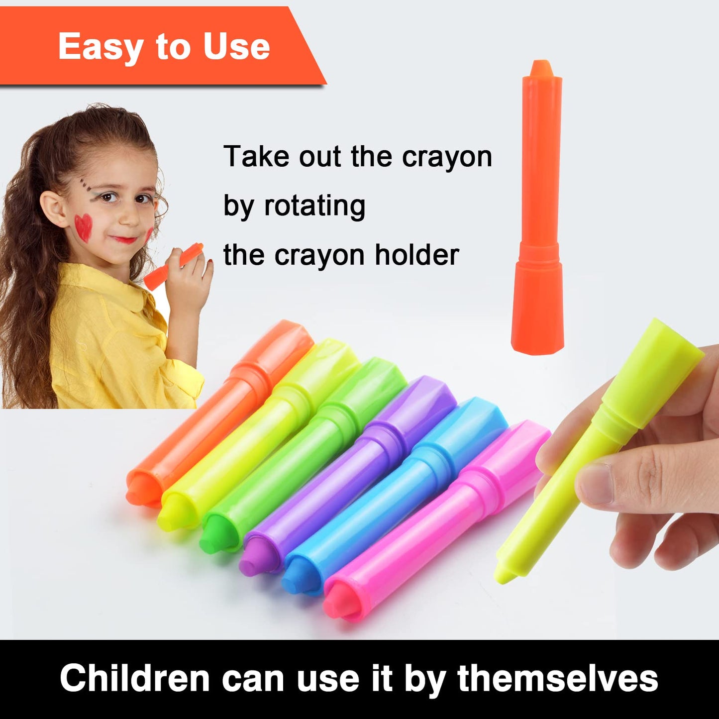 Ausbond fluorescent makeup sticks displaying the six distinct neon color swatches