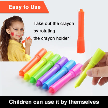 Ausbond fluorescent makeup sticks displaying the six distinct neon color swatches