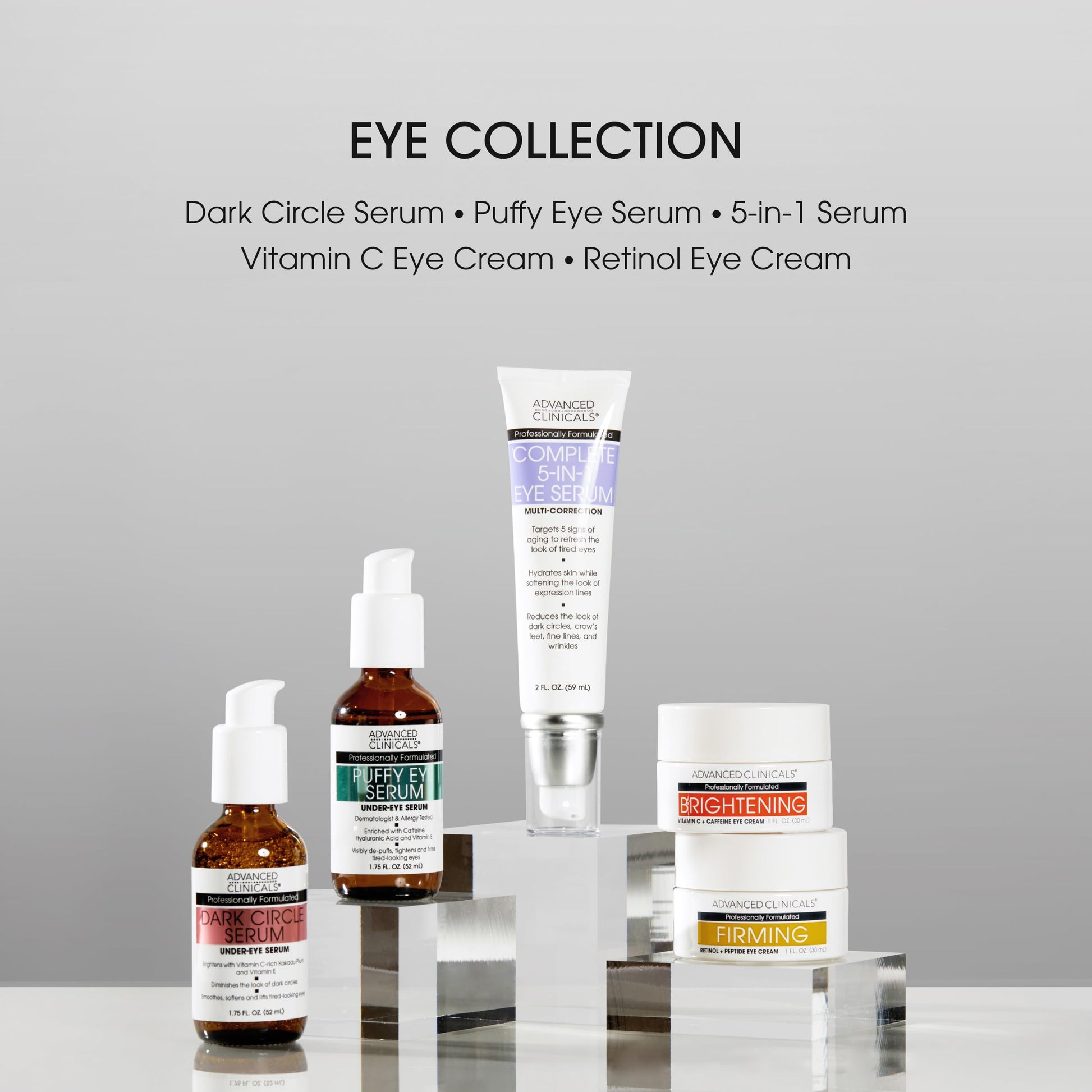 Advanced Clinicals Puffy Eye Serum box and bottle side by side