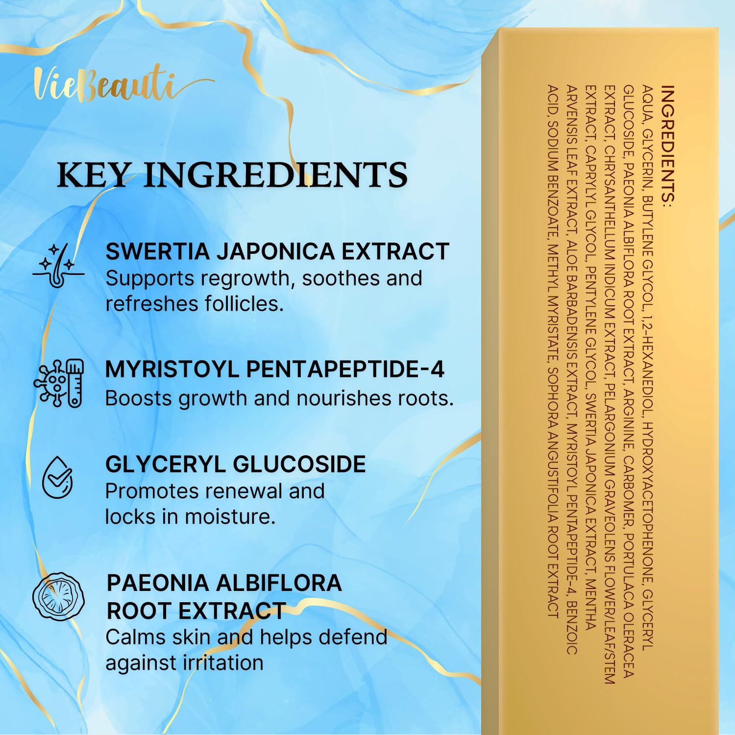 VieBeauti eyebrow serum packaging box for authentic beauty products