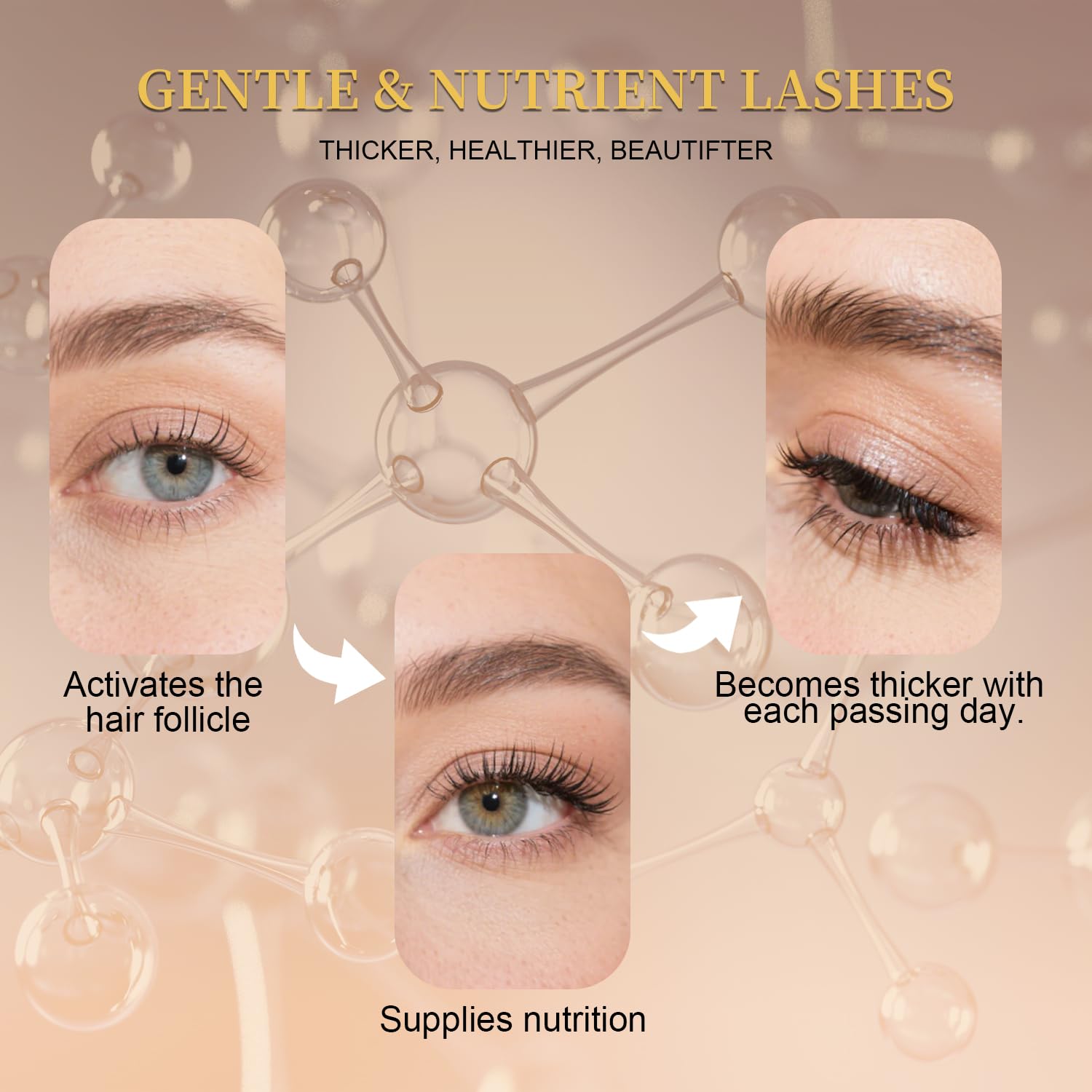Close up of lash growth serum applicator tip