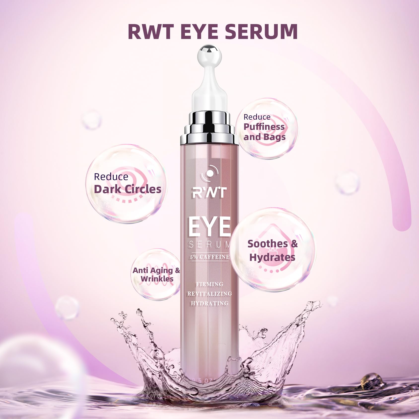 Close up of RWT eye serum massage roller ball applicator