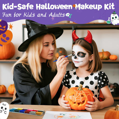 Water resistant long lasting kid safe face painting kit showing smooth texture of the paints