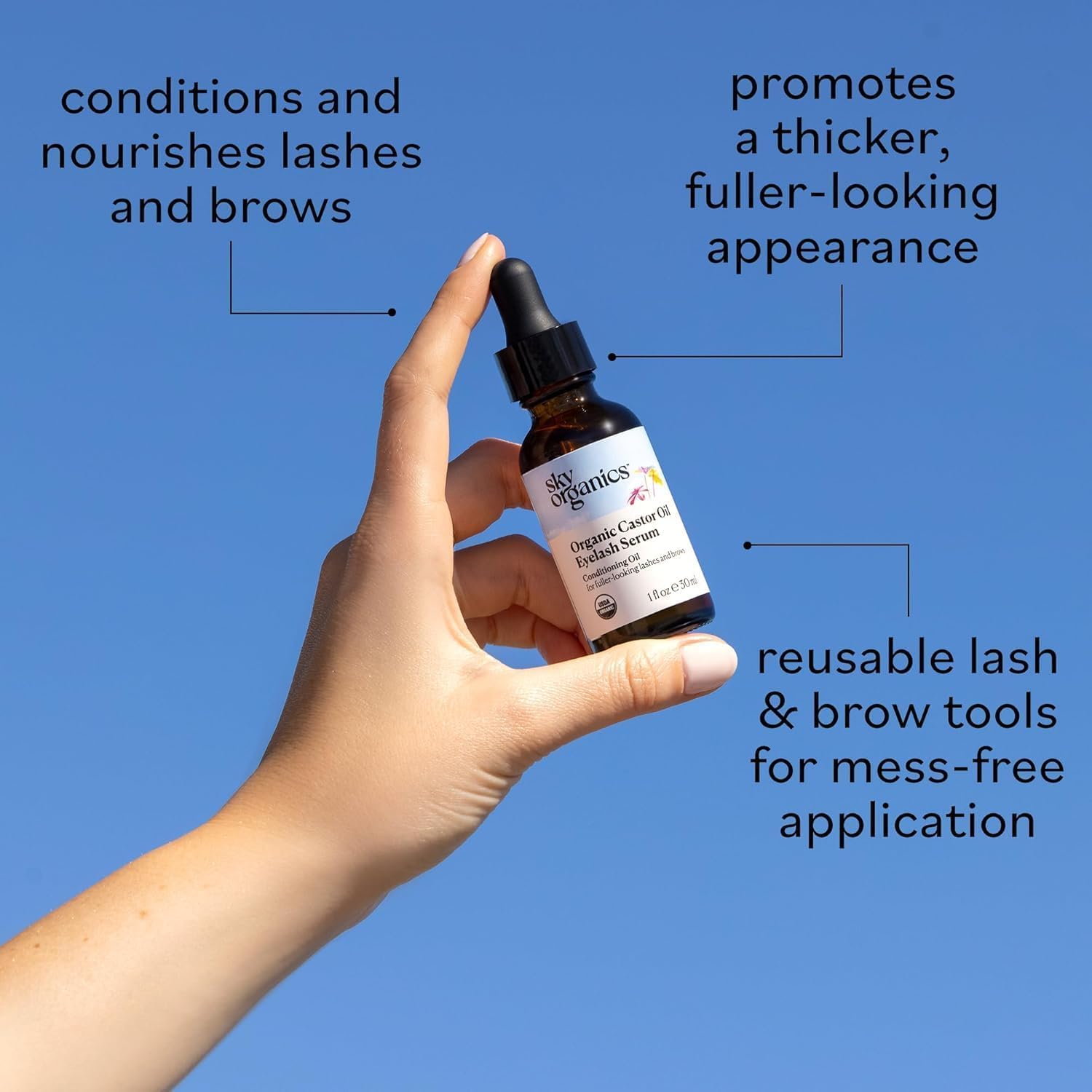 Sky Organics Castor Oil serum applicator showing dropper texture