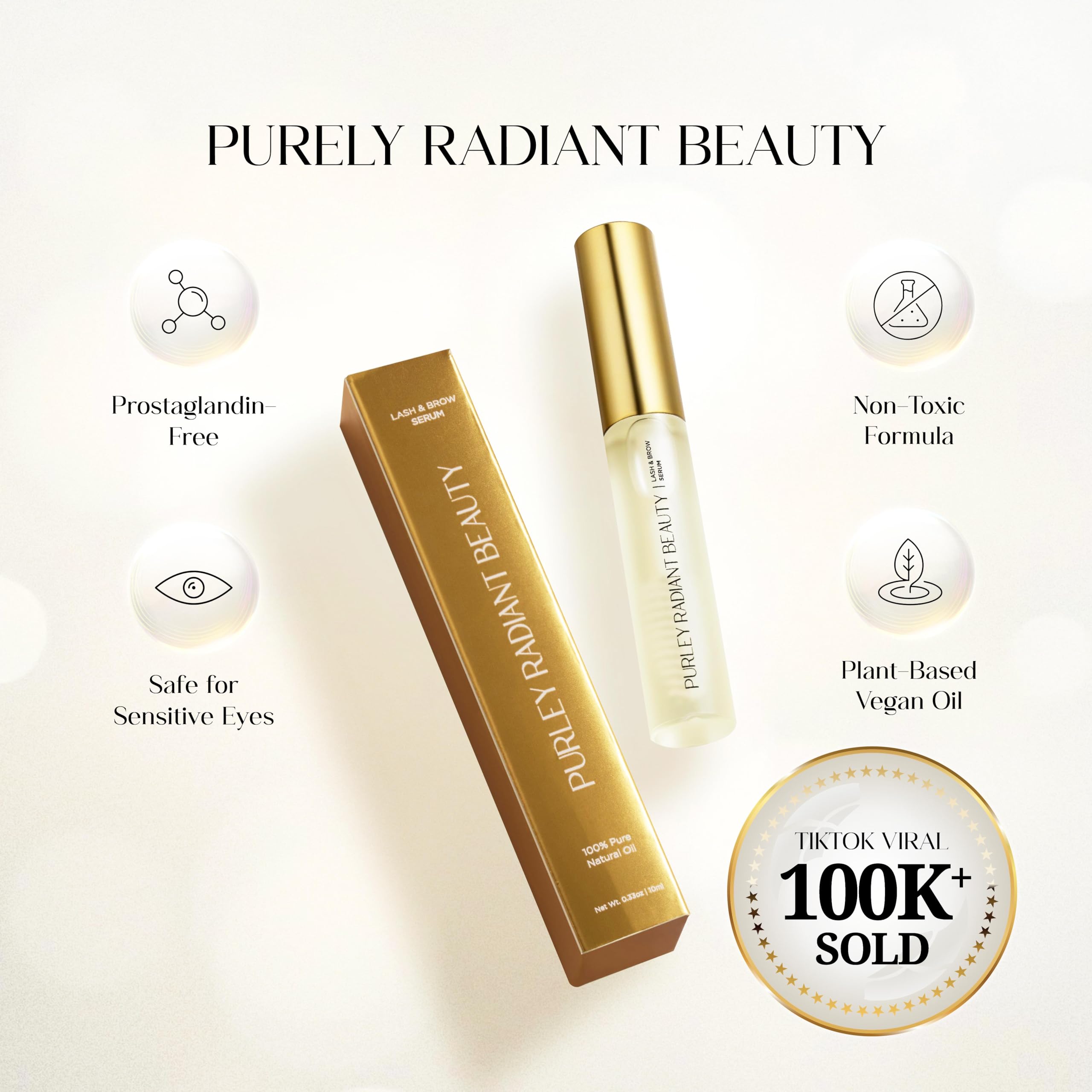 Purely Radiant Beauty lash and brow serum packaging
