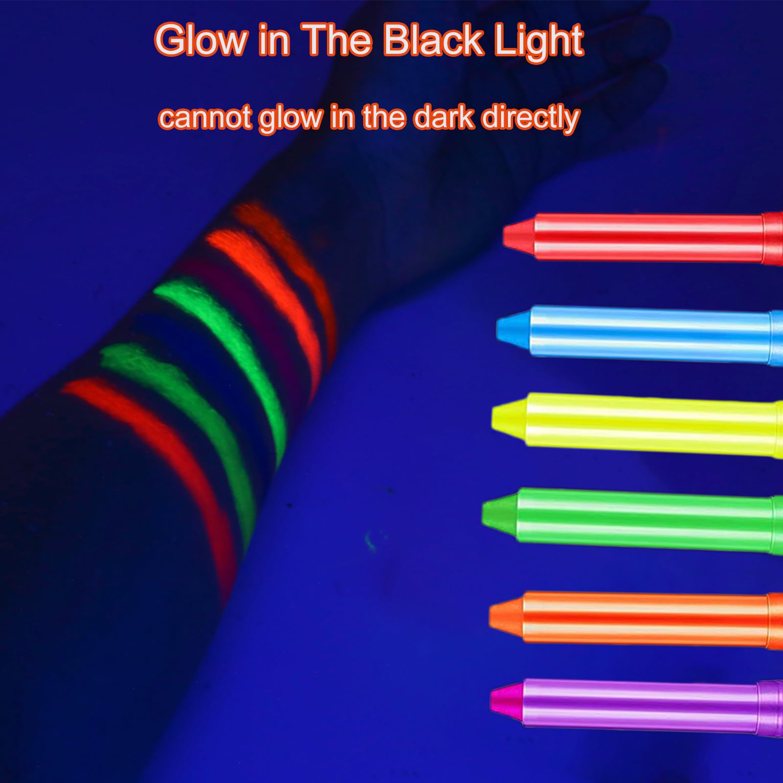 Skin safe non toxic fluorescent cosmetic makeup sticks collection for adult Halloween