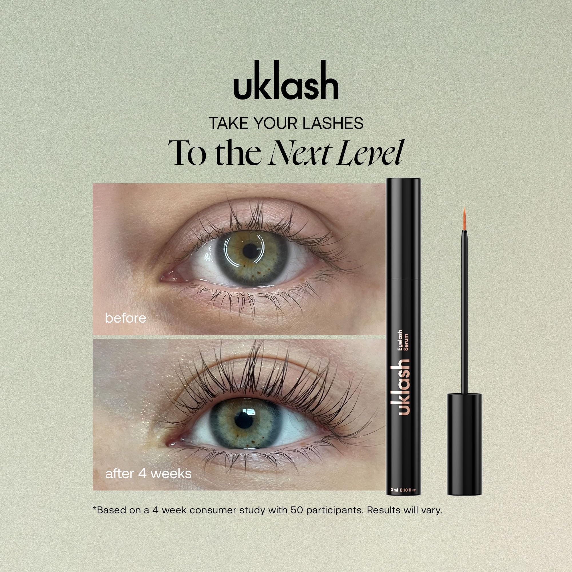 Uklash lash serum 3ml bottle application brush