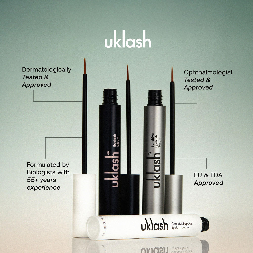 UKLASH nourishing eyelash treatment ingredients display