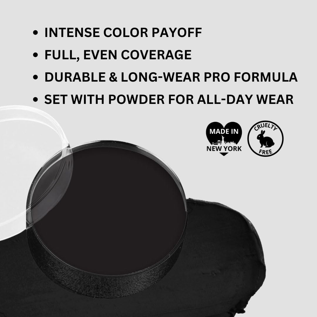 Mehron black body paint color cup showing zero point five ounce product size packaging