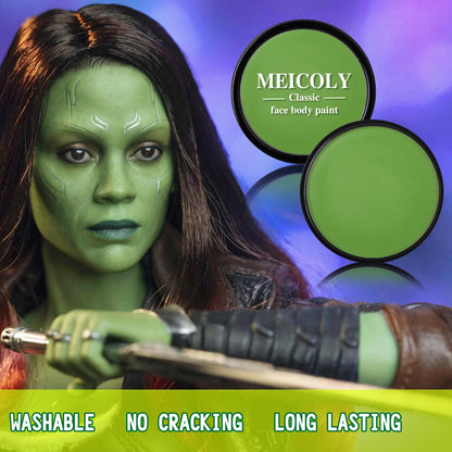 MEICOLY non toxic green character makeup look demonstration