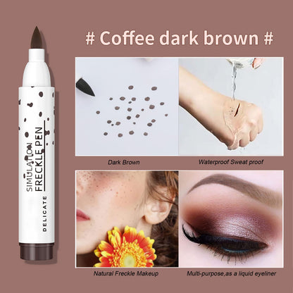 Water resistance test of liquid brown freckle makeup dots on skin under streaming water