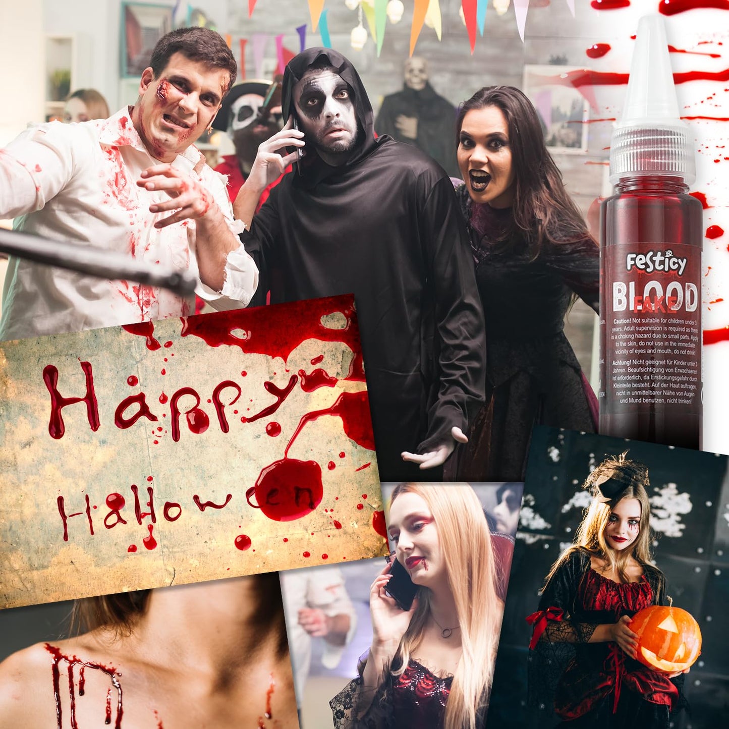 Festicy Halloween special effects makeup kit bottle showcasing the precision applicator lid