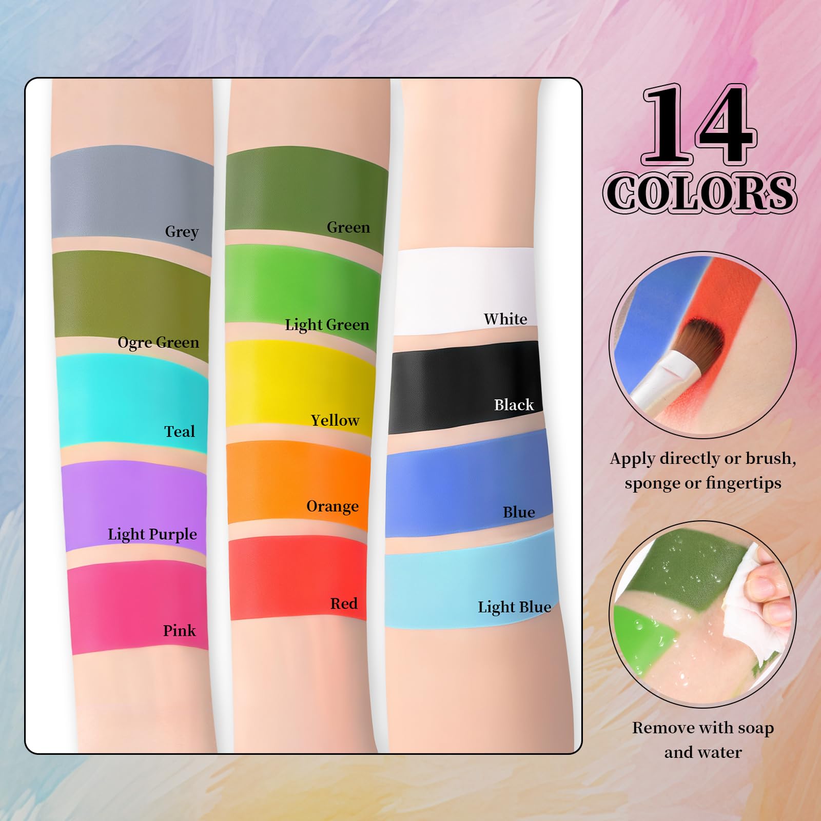 YBUETE non toxic green face paint stick dimensions and product details