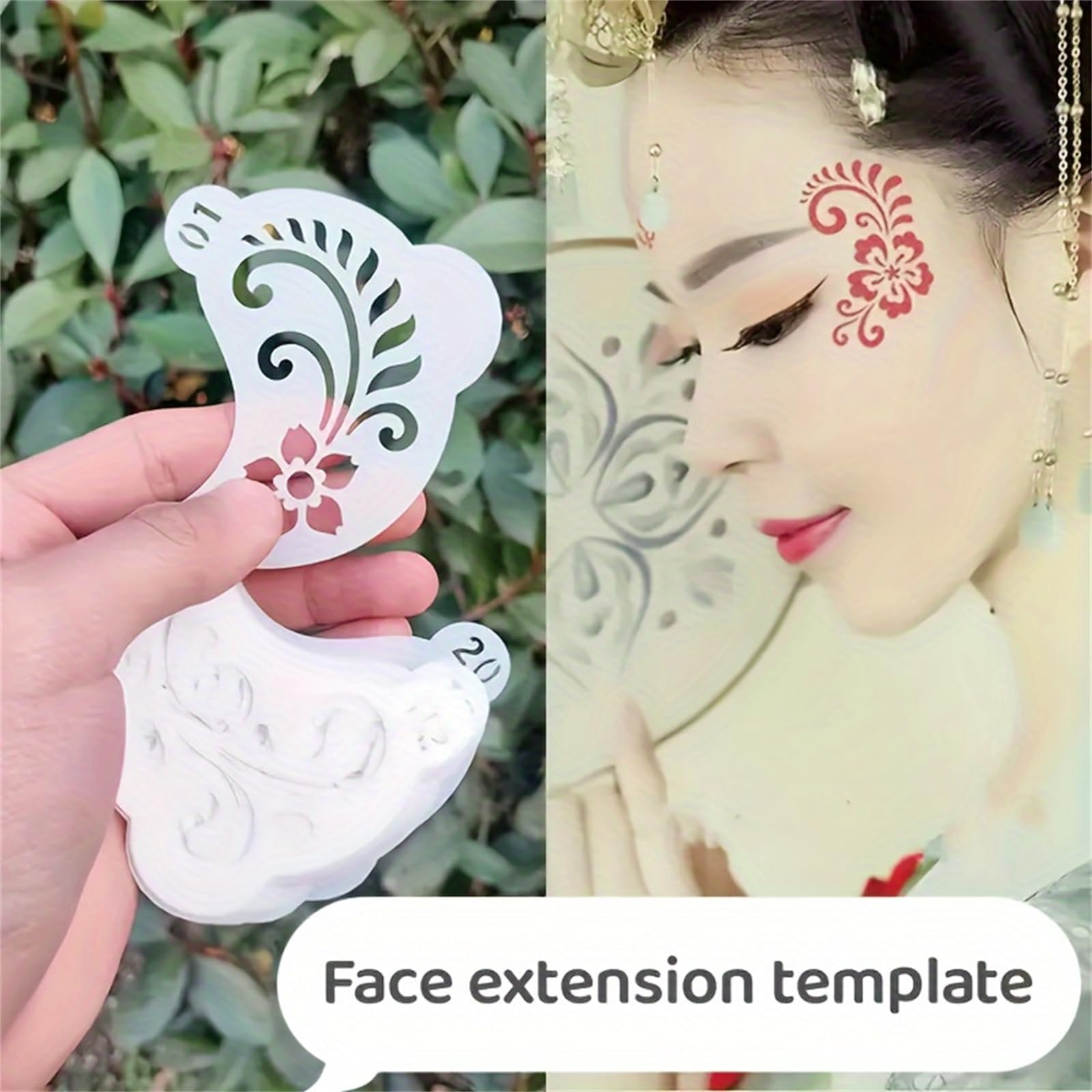 Skin safe PET plastic stencils with professional floral and animal designs for makeup artists.