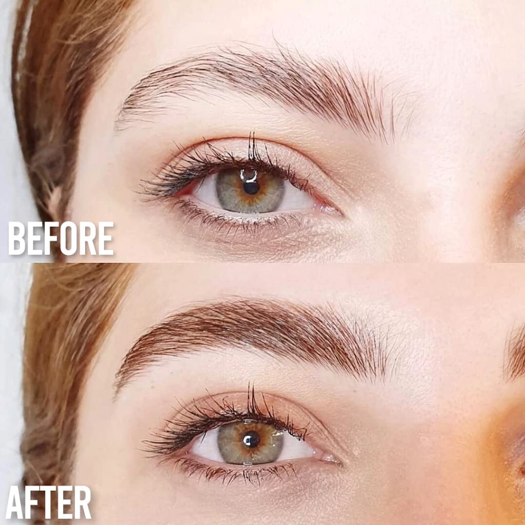 Model applying Luxe Cosmetics eyebrow growth serum