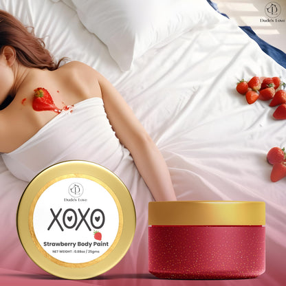 Dude's Love couples intimacy gift set showing the back label with instructions and product weight details.