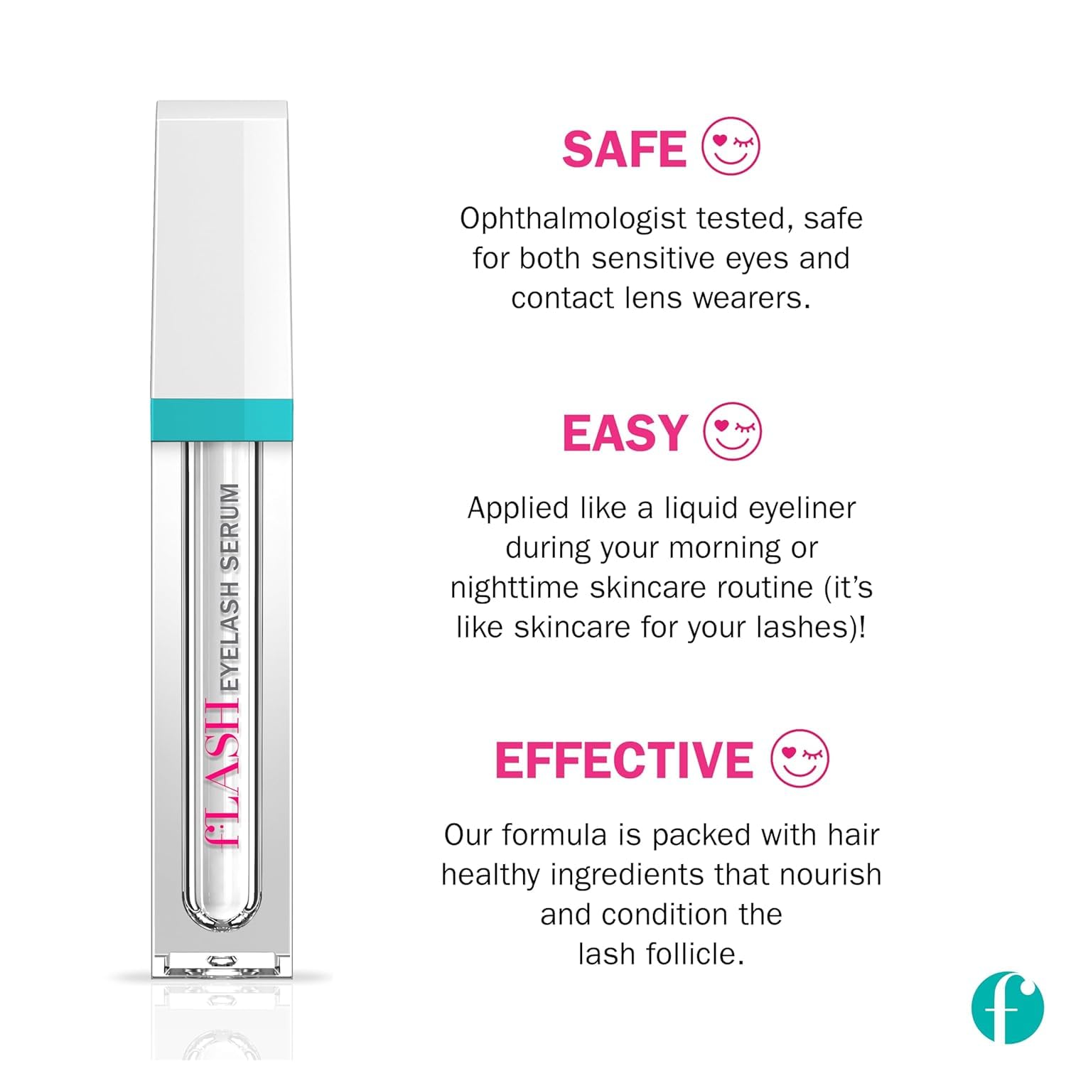 Flashserum 2ml tube packaging for stronger natural lashes