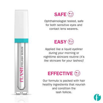 Flashserum 2ml tube packaging for stronger natural lashes