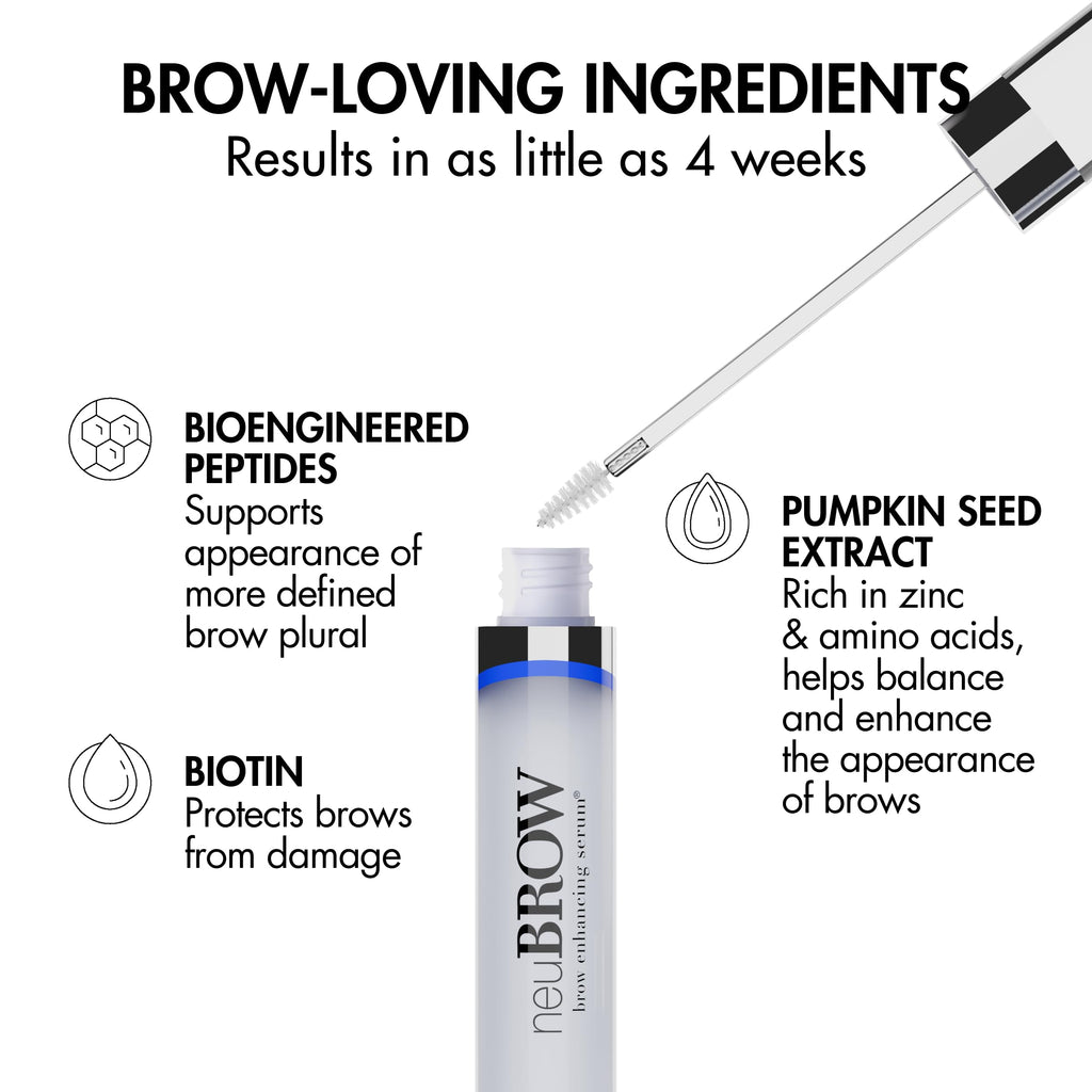 Close up of Skin Research Laboratories brow serum bottle and label