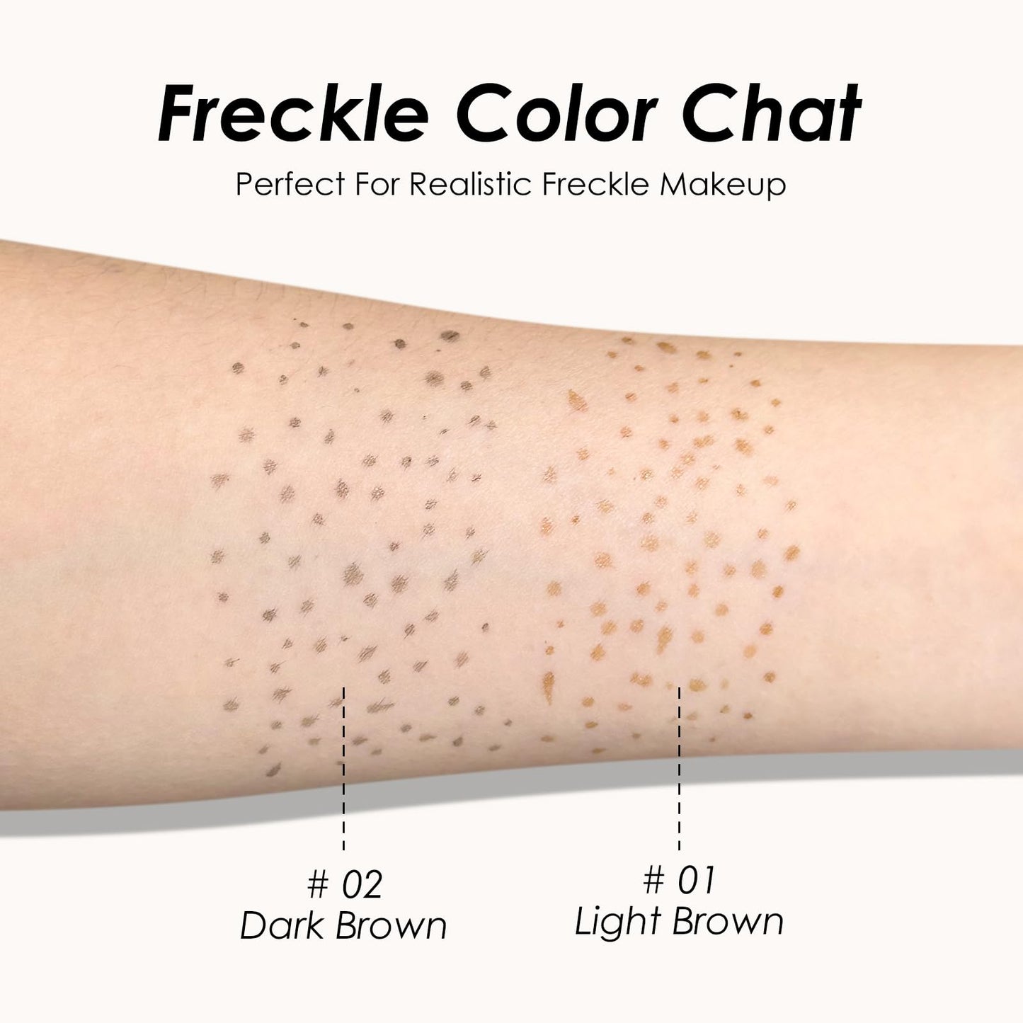 Model wearing natural looking faux freckles using Kyda pen