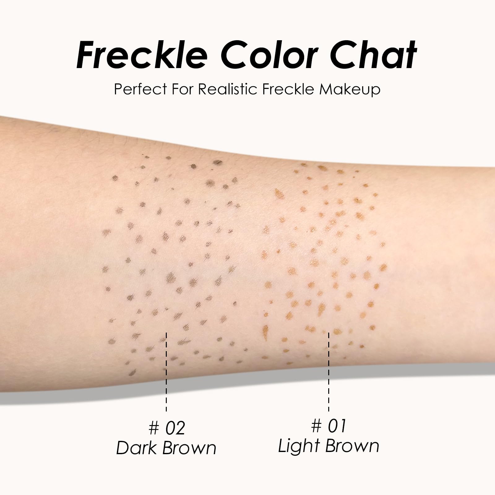Model wearing natural looking faux freckles using Kyda pen