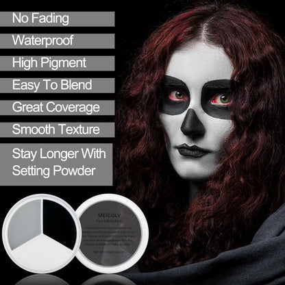MEICOLY SFX cosmetic palette textures close up view showing cream pigment consistency
