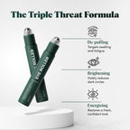 The Wolf Project under eye roller packaging showing ingredient benefits.